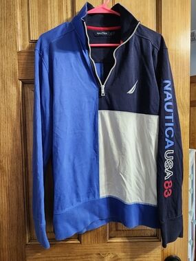 Nautica Blue & Navy Colorblock Quarter-Zip